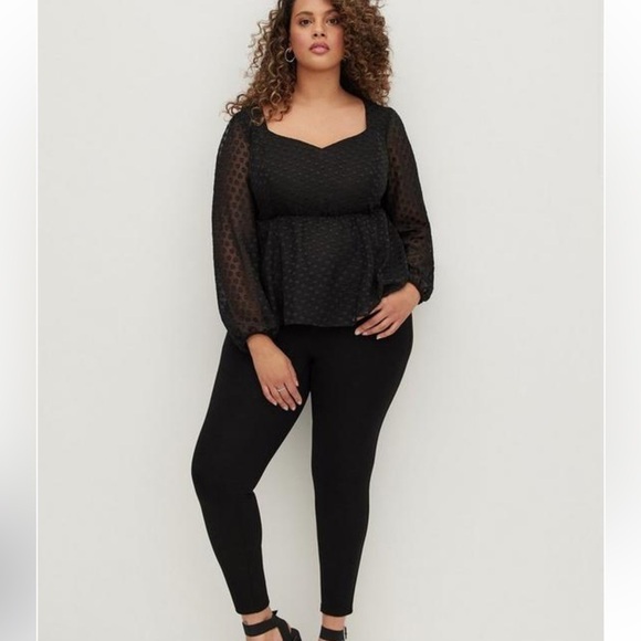 torrid Tops - TORRID Peplum Chiffon Clip Heart Blouse size 3 3X NWT Black